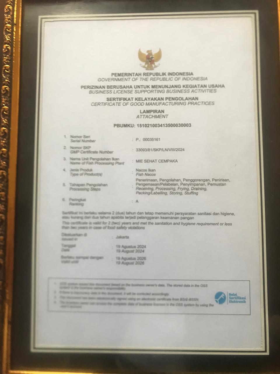 SERTIFIKAT PEMENUHAN KOMITMEN PANGAN OLAHAN